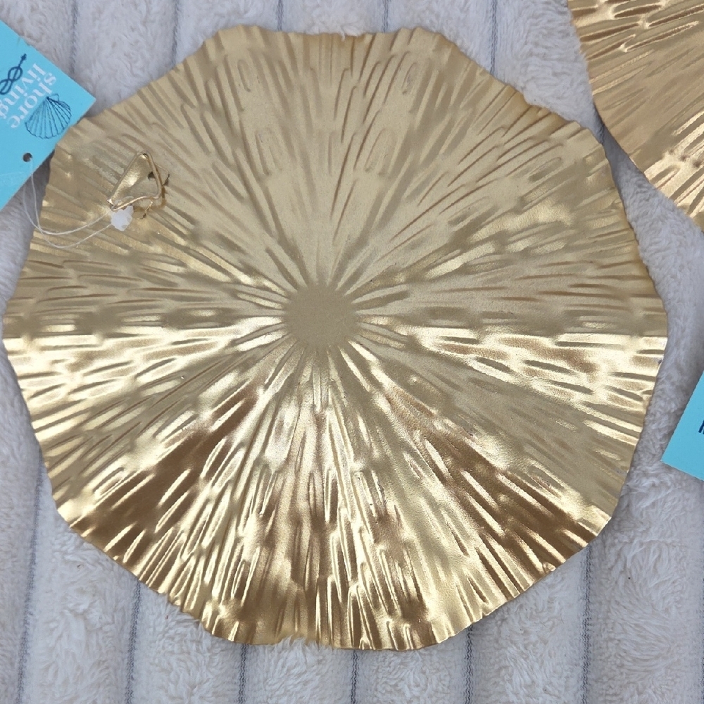 Radiant Gold Textured Shell Wall Art Set - Picture 3 of 7
